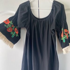 Boutique Off the Shoulder Embroidered Dress